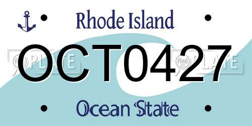 OCT0427 Rhode Island License Plate