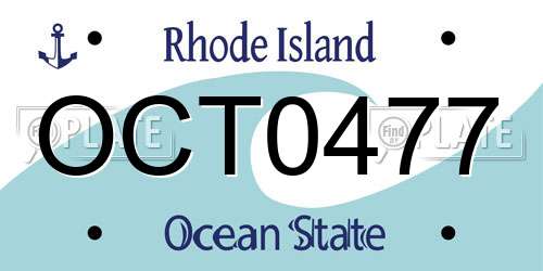 OCT0477 Rhode Island License Plate