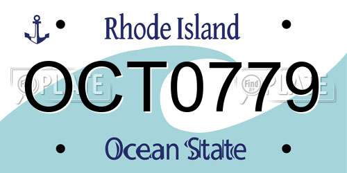OCT0779 Rhode Island License Plate
