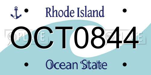OCT0844 Rhode Island License Plate