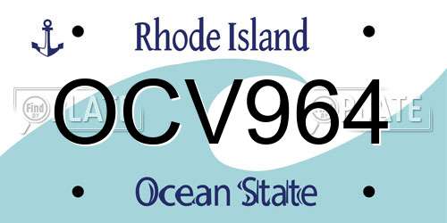OCV964 Rhode Island License Plate