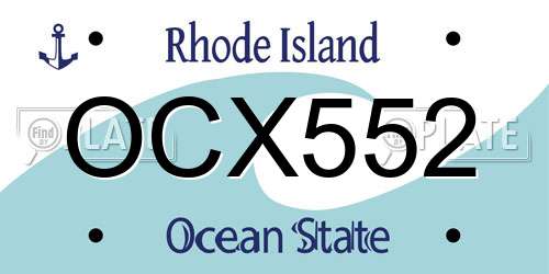OCX552 Rhode Island License Plate