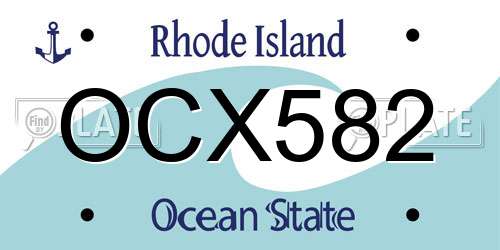 OCX582 Rhode Island License Plate
