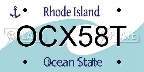 OCX58T Rhode Island License Plate