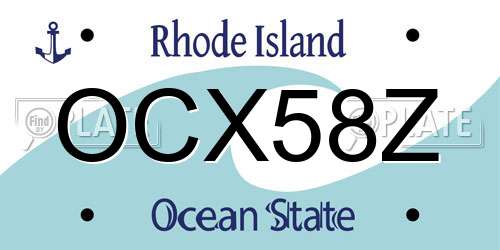 OCX58Z Rhode Island License Plate