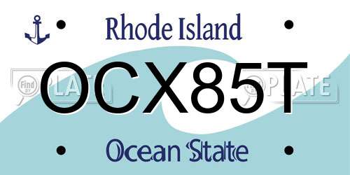 OCX85T Rhode Island License Plate