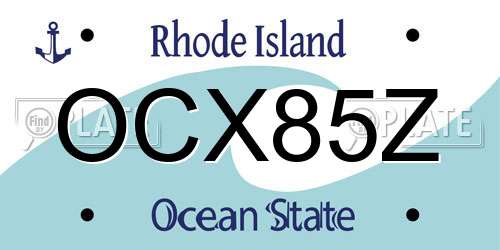 OCX85Z Rhode Island License Plate