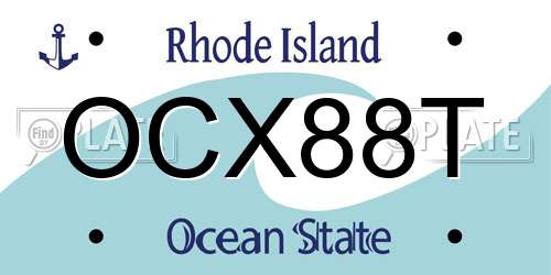 OCX88T Rhode Island License Plate