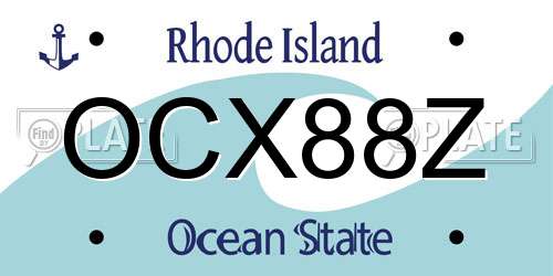 OCX88Z Rhode Island License Plate