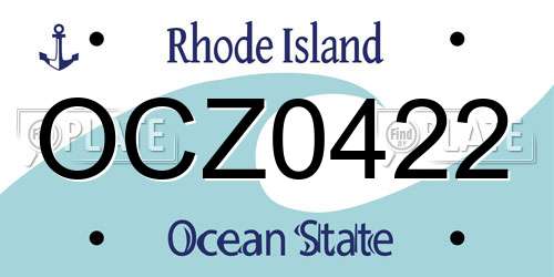 OCZ0422 Rhode Island License Plate