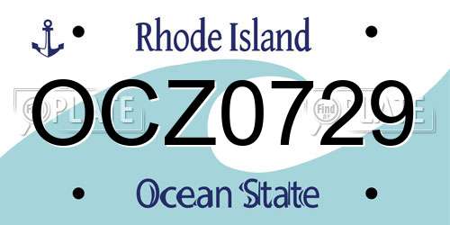 OCZ0729 Rhode Island License Plate