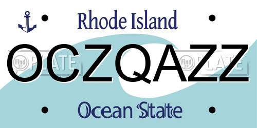OCZQAZZ Rhode Island License Plate