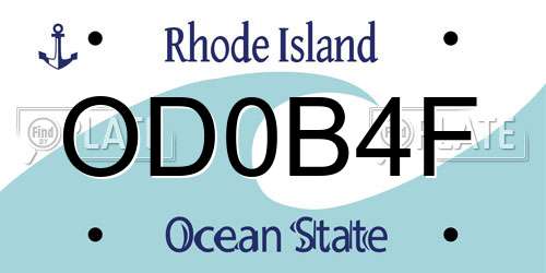 OD0B4F Rhode Island License Plate