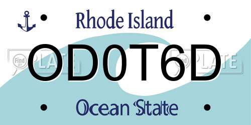 OD0T6D Rhode Island License Plate