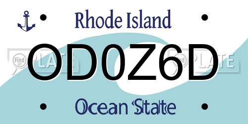 OD0Z6D Rhode Island License Plate