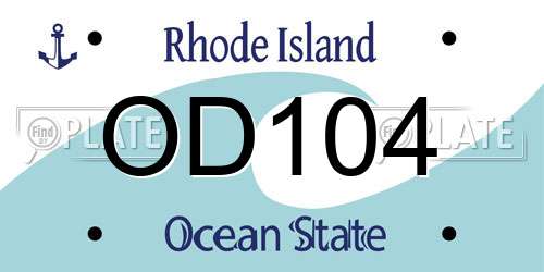 OD104 Rhode Island License Plate