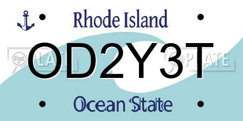 OD2Y3T Rhode Island License Plate
