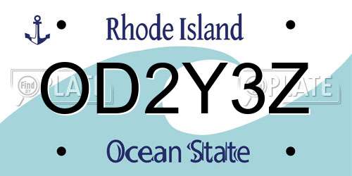 OD2Y3Z Rhode Island License Plate