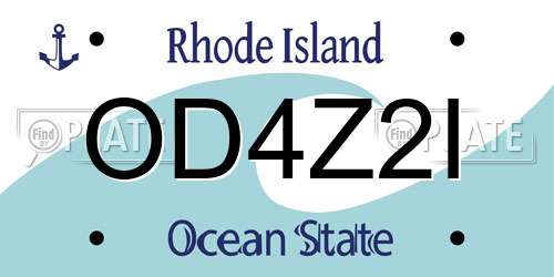 OD4Z2I Rhode Island License Plate