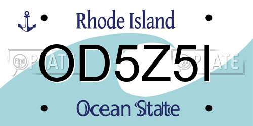 OD5Z5I Rhode Island License Plate
