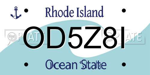 OD5Z8I Rhode Island License Plate