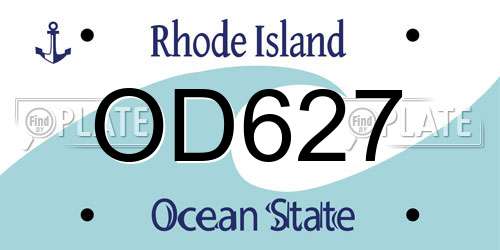OD627 Rhode Island License Plate
