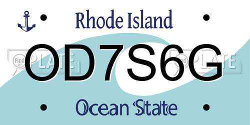 OD7S6G Rhode Island License Plate