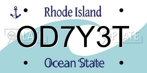 OD7Y3T Rhode Island License Plate