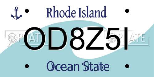 OD8Z5I Rhode Island License Plate