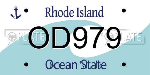 OD979 Rhode Island License Plate