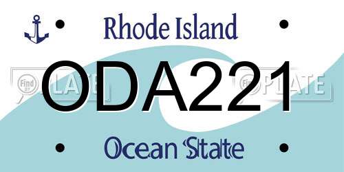 ODA221 Rhode Island License Plate