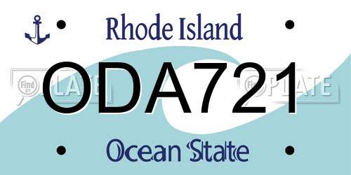 ODA721 Rhode Island License Plate