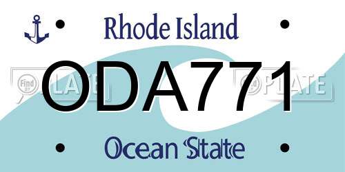 ODA771 Rhode Island License Plate
