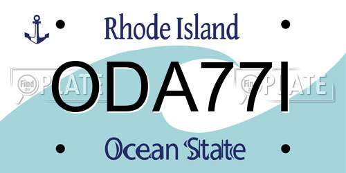 ODA77I Rhode Island License Plate