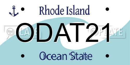 ODAT21 Rhode Island License Plate