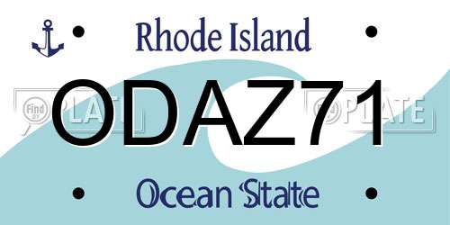 ODAZ71 Rhode Island License Plate