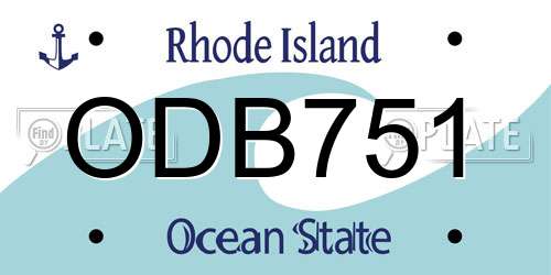 ODB751 Rhode Island License Plate