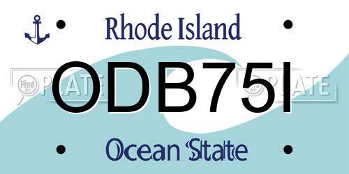 ODB75I Rhode Island License Plate
