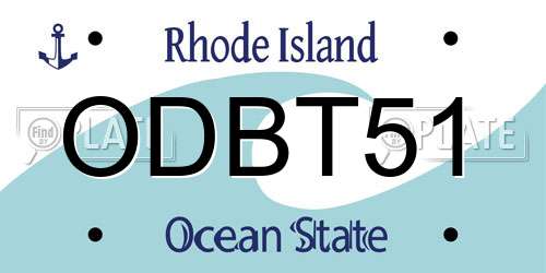 ODBT51 Rhode Island License Plate