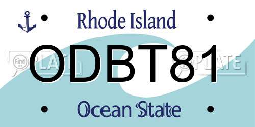 ODBT81 Rhode Island License Plate