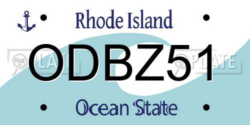 ODBZ51 Rhode Island License Plate