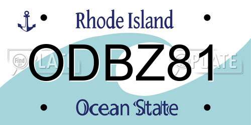 ODBZ81 Rhode Island License Plate