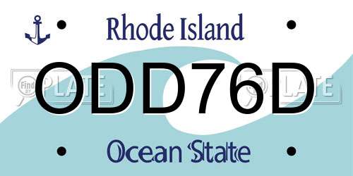ODD76D Rhode Island License Plate