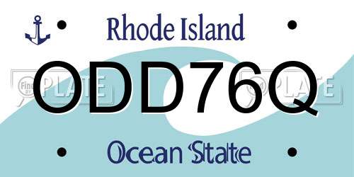ODD76Q Rhode Island License Plate