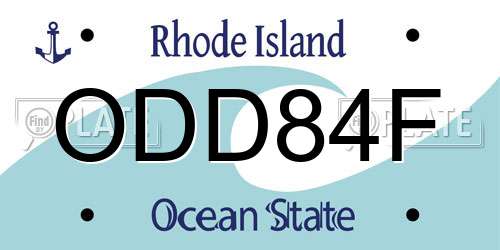 ODD84F Rhode Island License Plate
