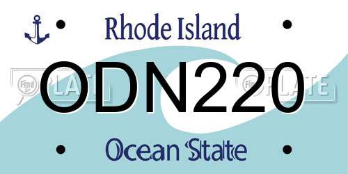 ODN220 Rhode Island License Plate