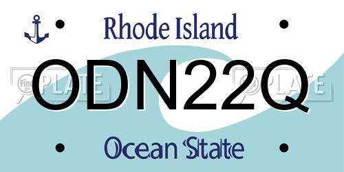 ODN22Q Rhode Island License Plate