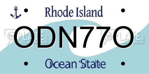 ODN77O Rhode Island License Plate
