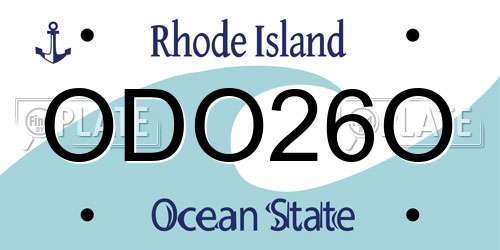 ODO26O Rhode Island License Plate