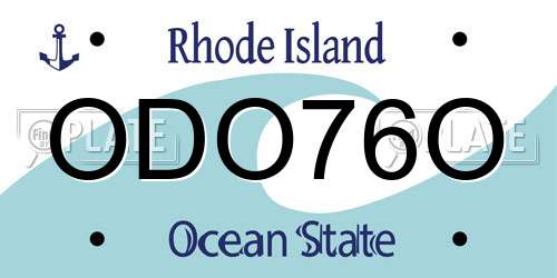 ODO76O Rhode Island License Plate